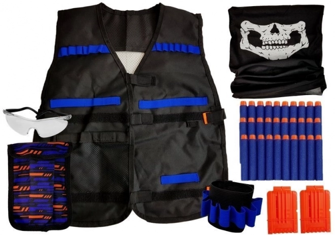 Costume set da commando per bambini con proiettili, occhiali e bandana