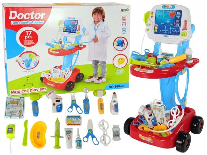 Carrello Medico da Gioco con Accessori EKG