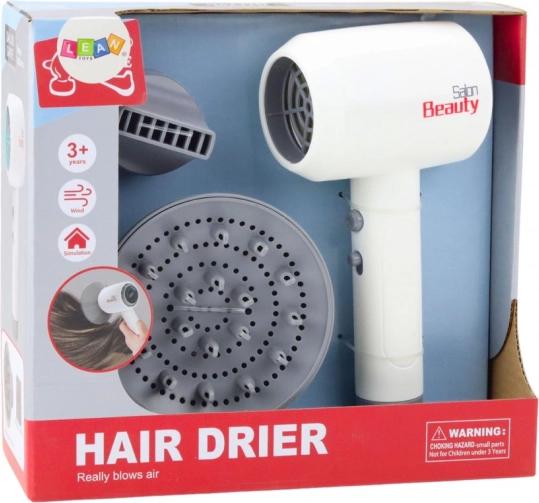 Asciugacapelli giocattolo per bambini bianco con due accessori e suono
