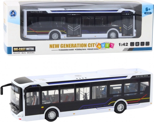 Autobus urbano in metallo con luci e suoni 1:42 bianco