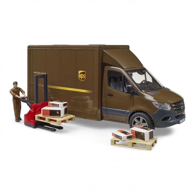 Furgone UPS BRUDER MB Sprinter con figura e accessori