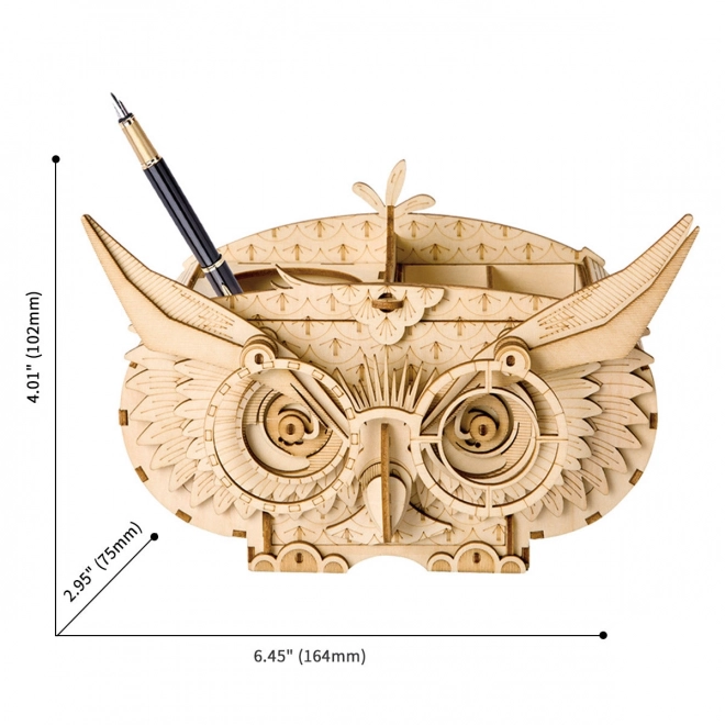 Puzzle 3D in Legno Portapenne a Forma di Gufo