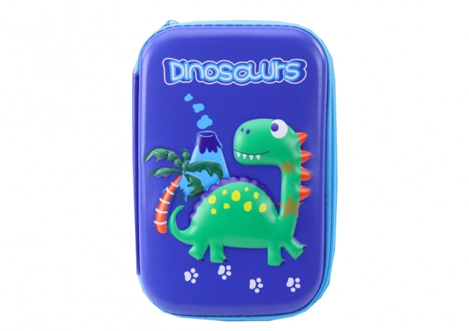 Astuccio scuola con accessori tema dinosauro blu