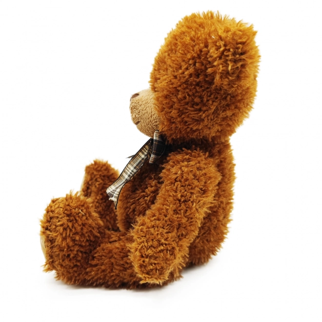 Orsetto di peluche con fiocco 25 cm marrone scuro