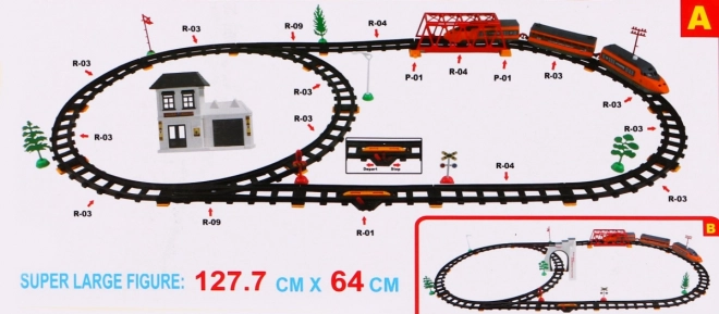 Grande treno con binari per bambini 3+ treno con vagone e accessori 56 pezzi