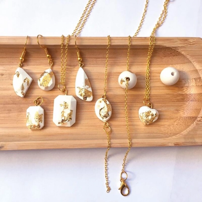 Kit creativo Sycomore per gioielli in cemento e foglie d'oro