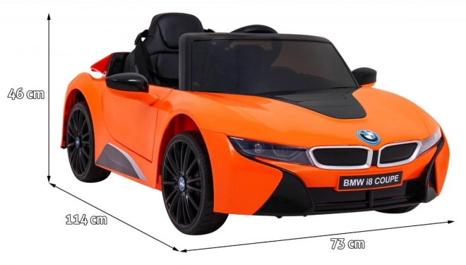 Auto a Batteria BMW I8 Lift Arancione + Telecomando + Partenza Lenta + Cinture a 3 Punti + MP3 USB + LED