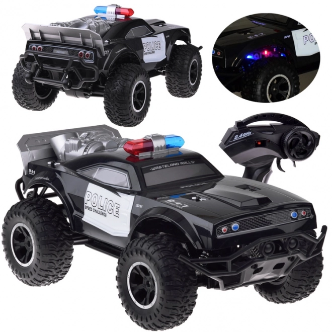 Grande camioncino mostro dirigibile POLIZIA illuminazione telecomando RC0626