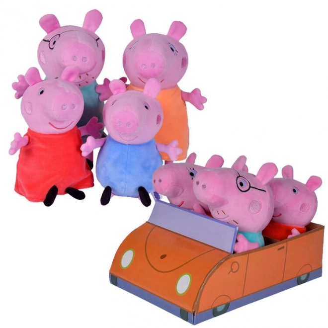 Set di peluche Peppa Pig George Mamma Papà nel Auto