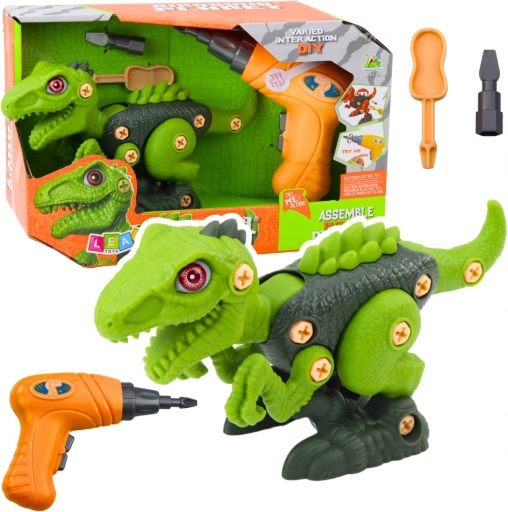 Dinosauro fai-da-te verde con trapano