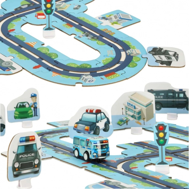 Pista puzzle auto polizia 47 pezzi