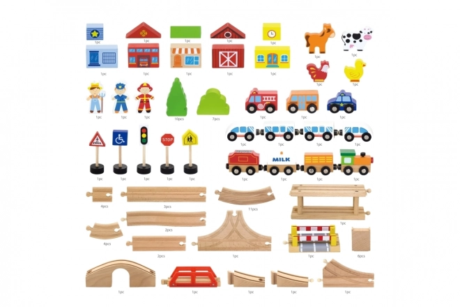 Pista dei treni in legno 90 pezzi