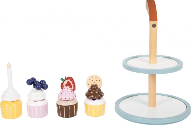 Stojan per cupcake in legno per cucina giocattolo