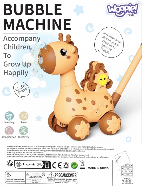 Macchina per bolle di sapone Giraffa 2 in 1 per bambini