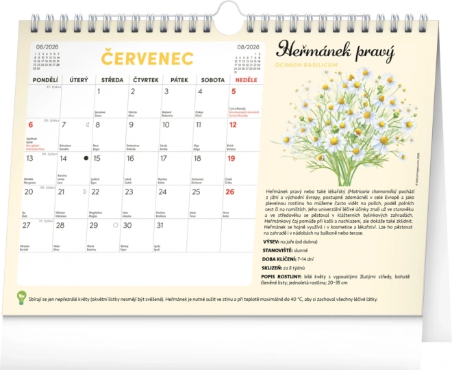 Calendario pianificatore mensile con semi Notique 2026