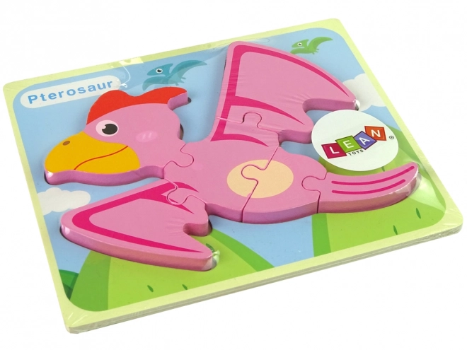 Puzzle in legno dinosauro pterodattilo rosa o pliosauro blu
