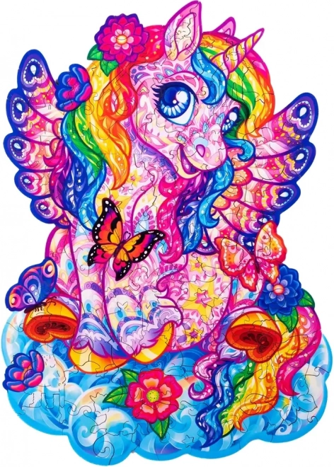 Puzzle in legno colorato - Unicorno fiabesco
