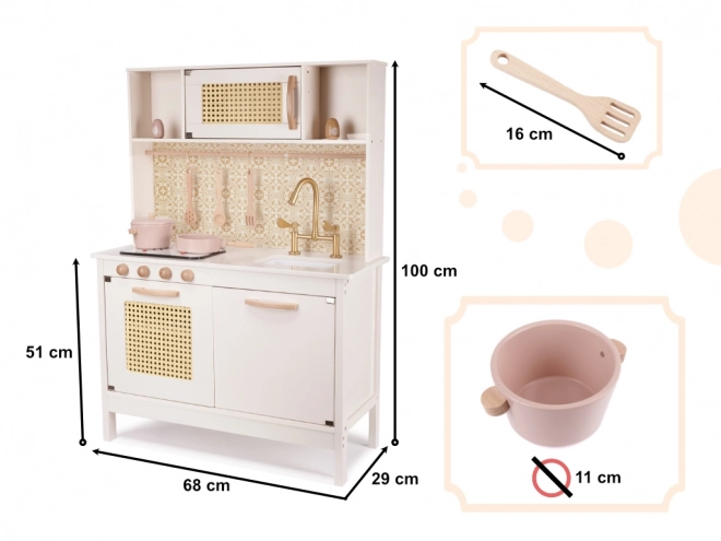 Cucina giocattolo in legno stile retro con accessori Boho