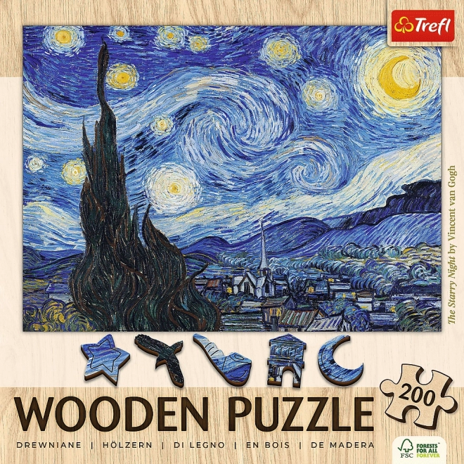 Puzzle di Legno 200 Pezzi Notte Stellata Vincent van Gogh