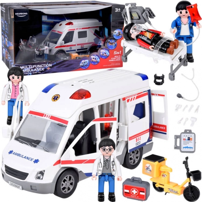 ambulanza interattiva con barella e figurine