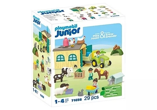 Set di figurine Junior - Avventura nella fattoria con trattore, rimorchio e animali