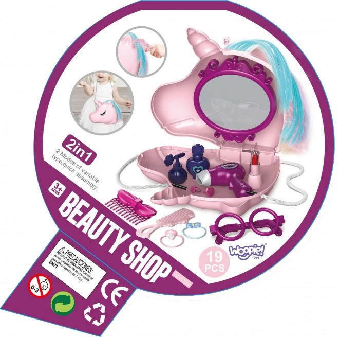 Toeletta per bambine 2 in 1 Salone di Bellezza Borsa Unicorn WOOPIE