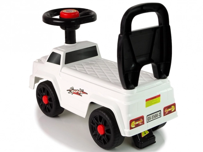 Auto Cavalcabile Bambini con Clacson e Schienale Bianco