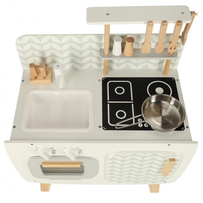 Cucina in legno per bambini stile retrò con accessori