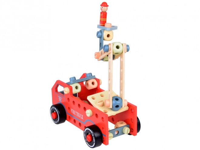 Set costruttivo in legno con blocchi costruisci auto e torre