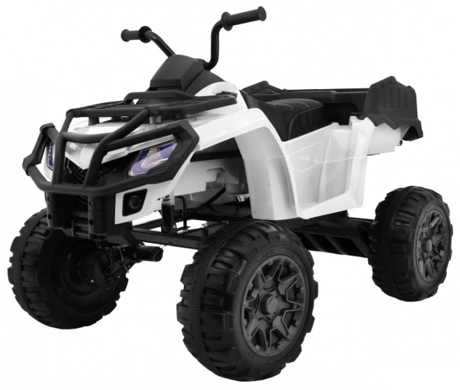 Quad XL a batteria per bambini bianco + trazione 4x4 + portabagagli + avvio lento + EVA + LED audio