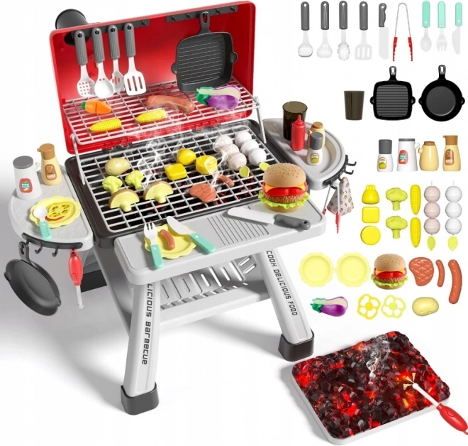 Woopie Barbecue da giardino per bambini interattivo con LED ed effetto vapore, set XL 41 pezzi