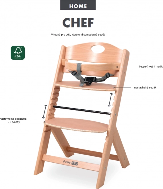 Sedia da pranzo in legno per bambini FreeOn Chef Natur