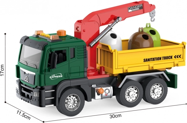 Woopie Camion della spazzatura con gru per la raccolta differenziata - scala 1:10