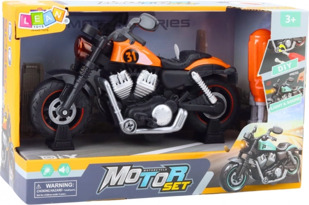 Motocicletta da Smontare e Montare con Effetti di Luci e Suoni - Arancione