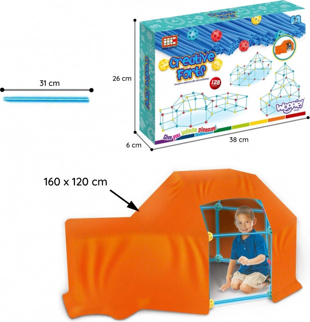 WOOPIE Grandi mattoncini da costruzione set tenda Cannucce Tubetti 128 pezzi
