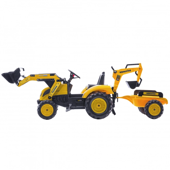 Trattore a pedali Komatsu con benna anteriore e posteriore e rullo