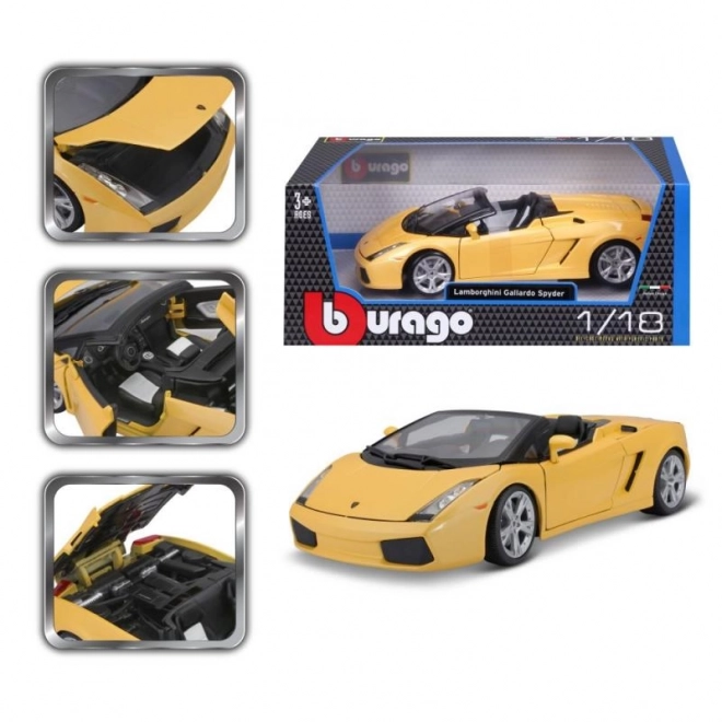 Lamborghini Gallardo Spyder Giocattolo Metallo Giallo Scala 1:18