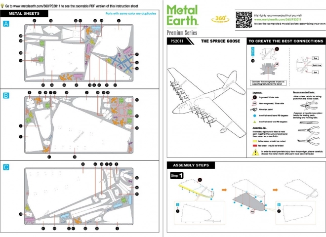 Puzzle 3D Metal Earth serie Premium: Aereo Spruce Goose