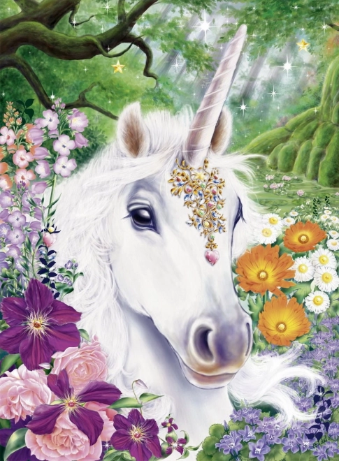 Set per pittura di diamanti - unicorno nei fiori