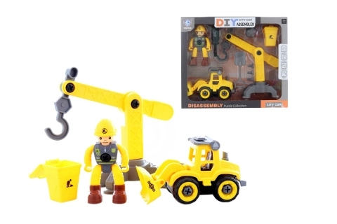 Set costruttivo con gru e figurina