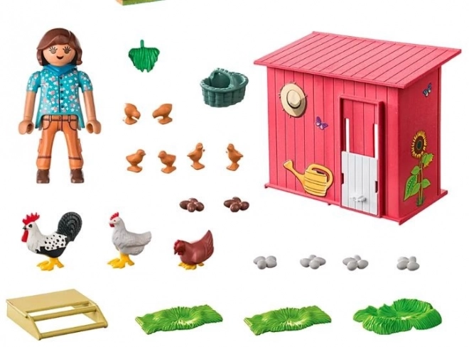 Set di figurine Fattoria con galli e pulcini