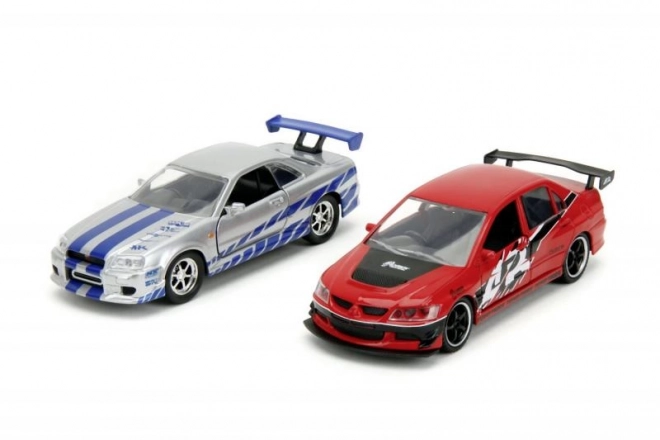 Macchinine da collezione Fast & Furious 2006 Mitsubishi Lancer Evo IX e 2002 Nissan Skyline GTR R34