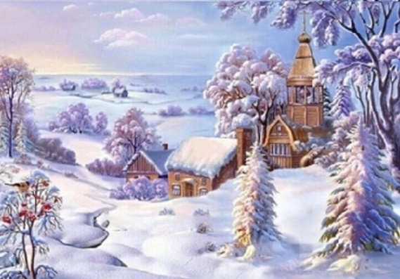 Mosaico di diamanti - Chiesa nella neve