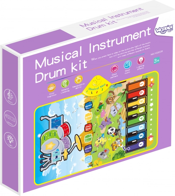 Woopie Tappeto Musicale Animali Interattivo Pianoforte e Batteria 2in1
