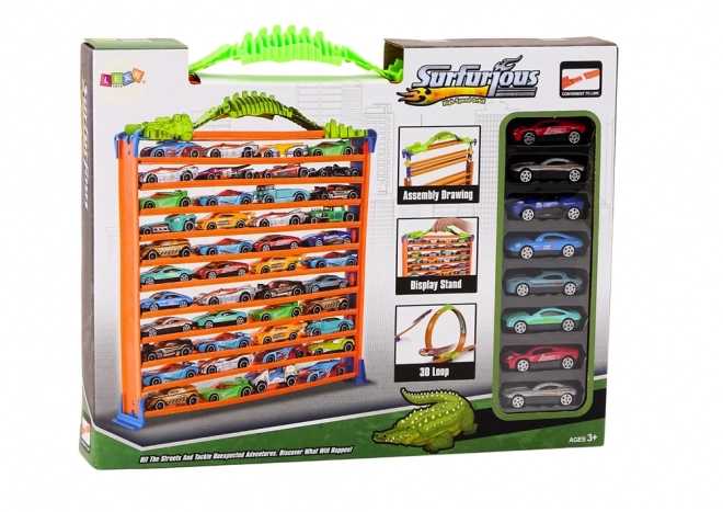 Set da Gioco Garage e Pista per Macchinine con Loop 360 2 in 1