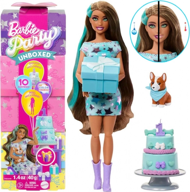 Barbie Party Unboxed bambola di compleanno con cagnolino corgi