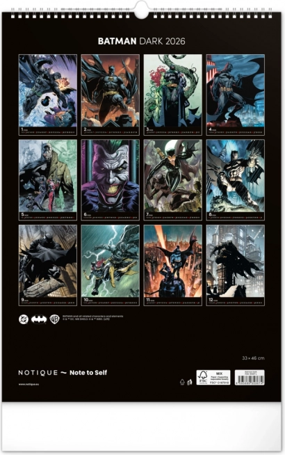 Calendario da parete Batman Dark 2026