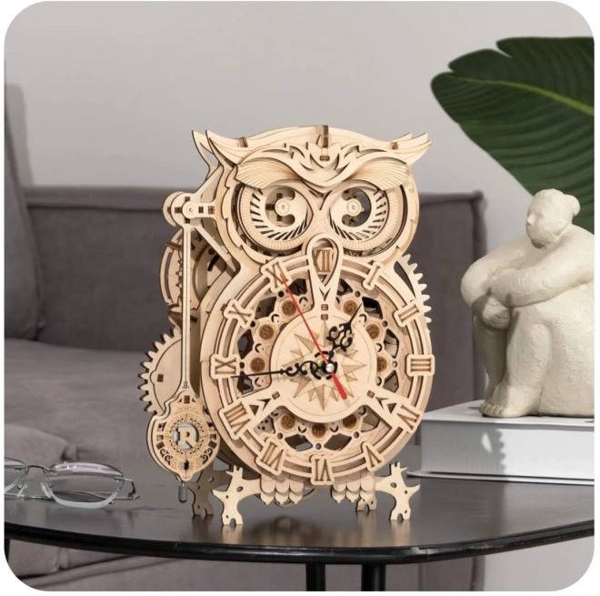 Puzzle 3D in legno Robotime Rokr Orologio da tavolo con timer Gufo 161 pezzi