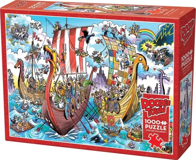 Cobble Hill Puzzle DoodleTown: Vichinga Avventura 1000 Pezzi