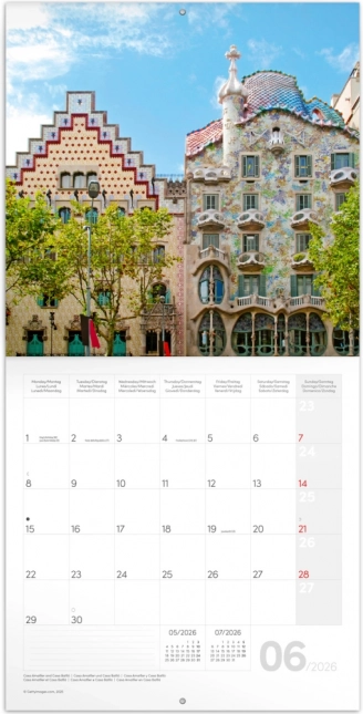 Calendario per appunti Barcellona 2026, 30 x 30 cm